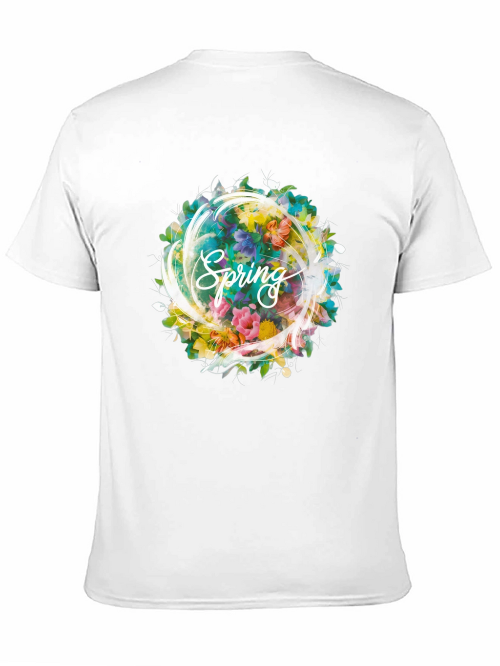 Spring Floral Graphic Black T-Shirt