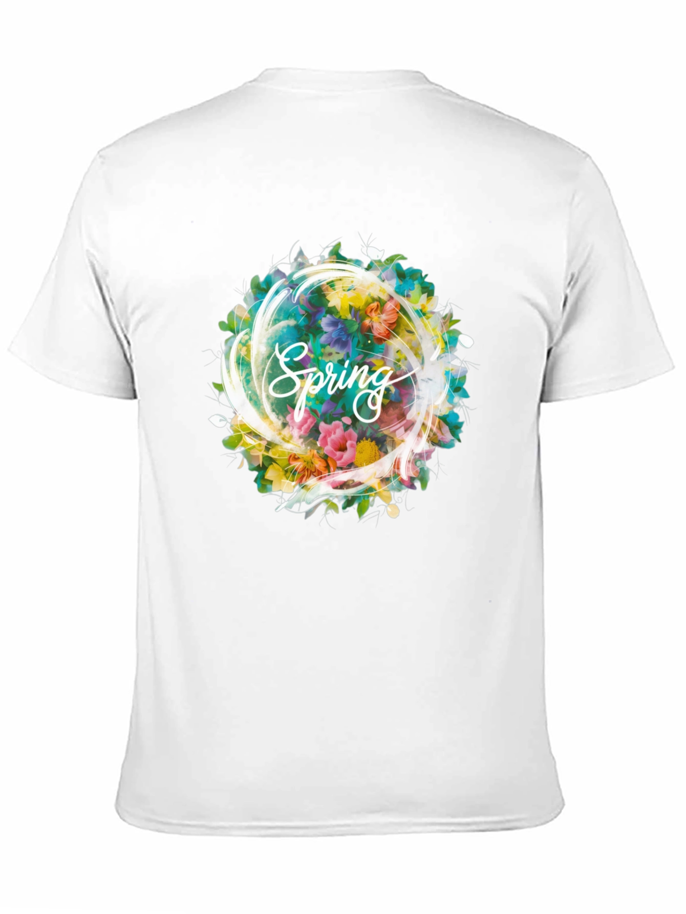 Spring Floral Graphic Black T-Shirt