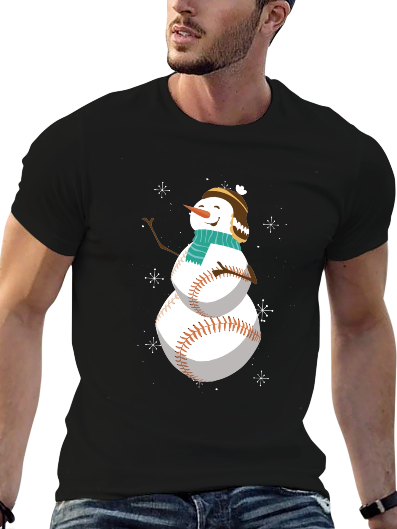 Baseball Snowman Holiday T-Shirt
