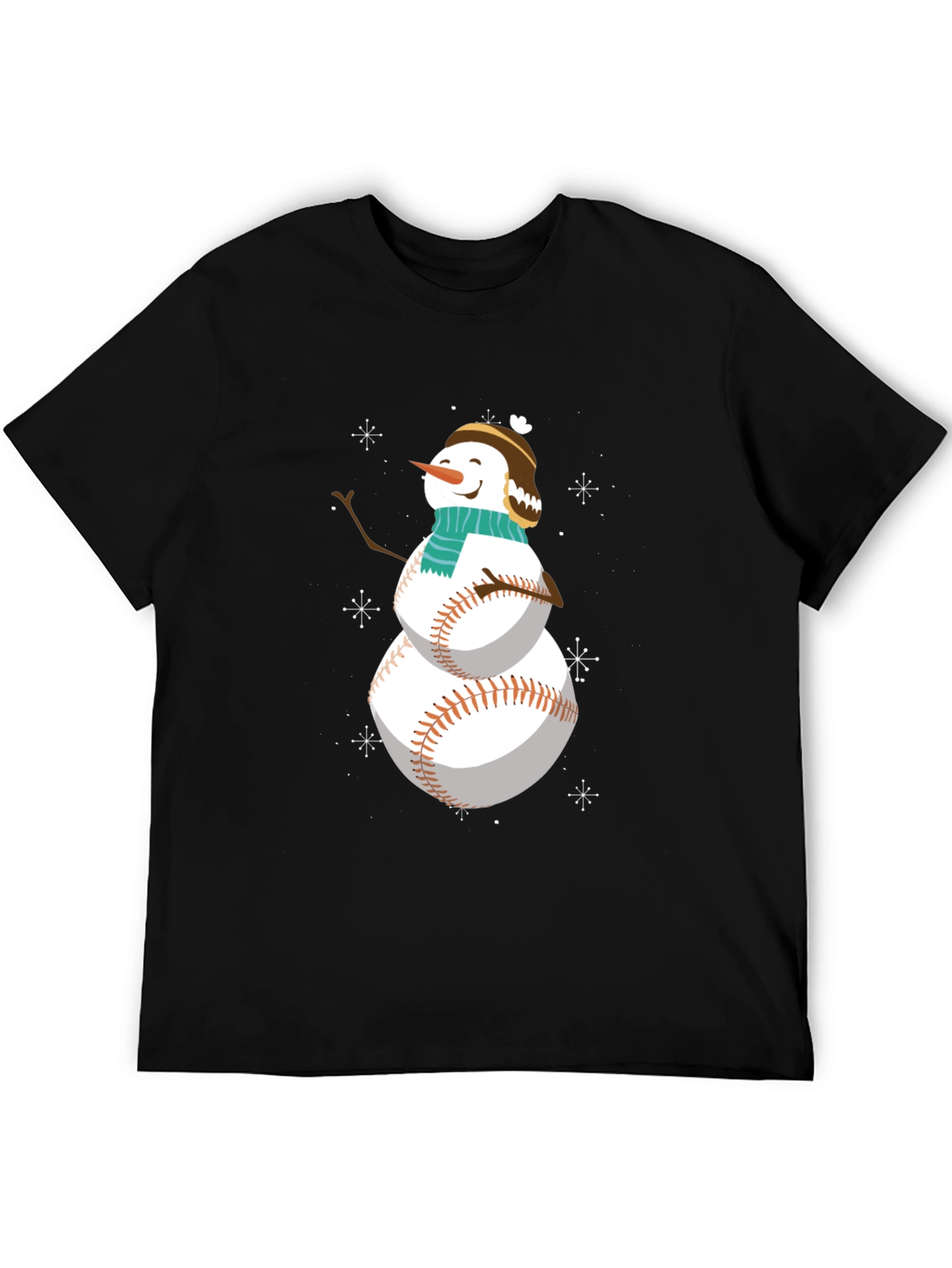 Baseball Snowman Holiday T-Shirt