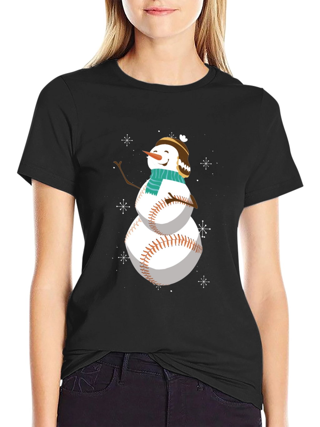 Baseball Snowman Holiday T-Shirt
