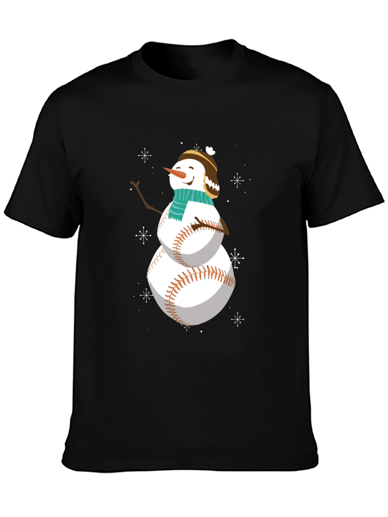 Baseball Snowman Holiday T-Shirt