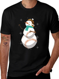 Baseball Snowman Holiday T-Shirt