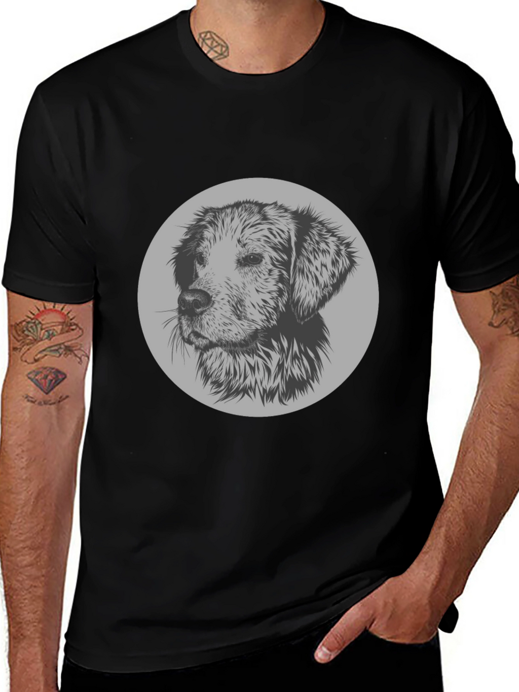 Dog Graphic Print Crew Neck T-Shirt