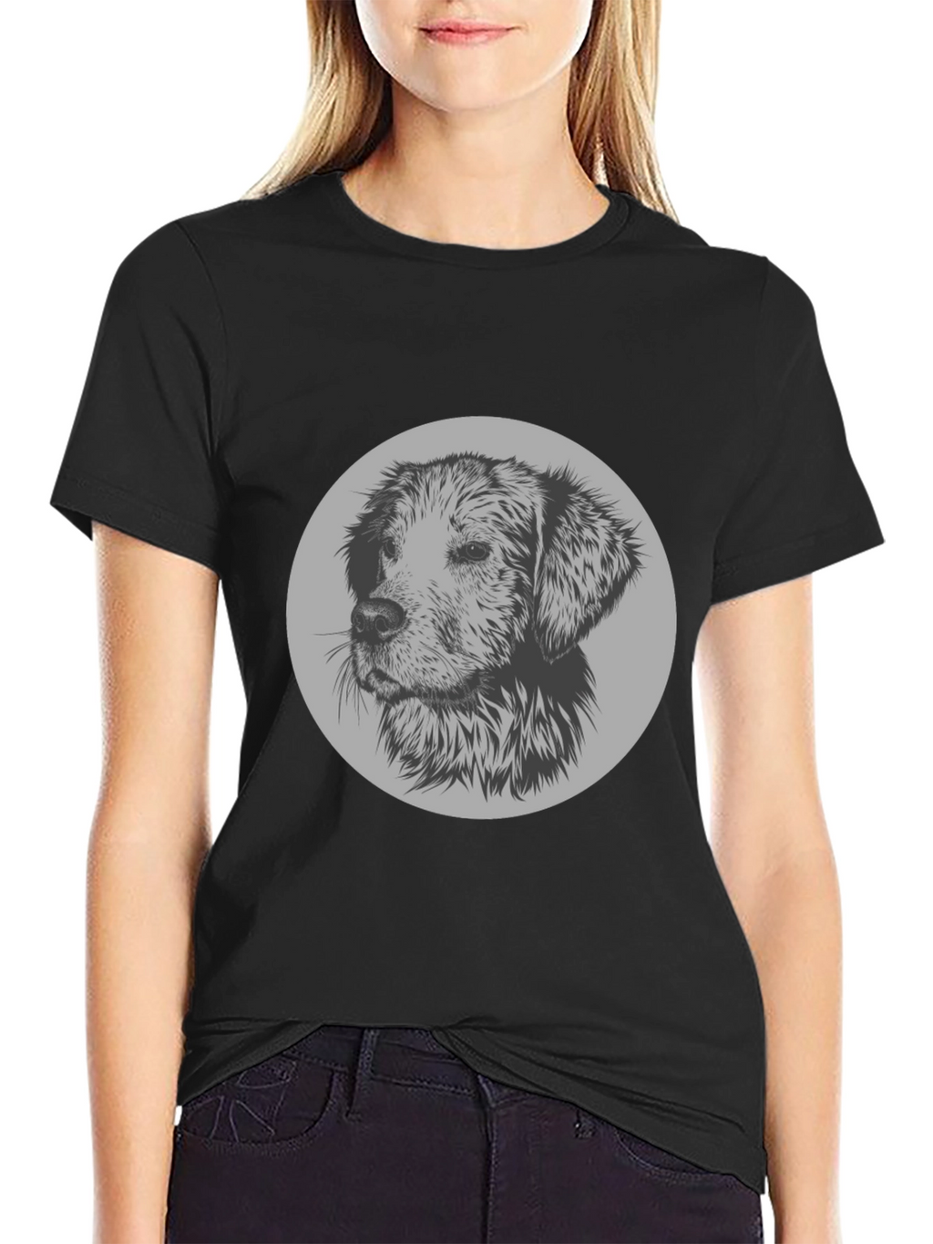 Dog Graphic Print Crew Neck T-Shirt