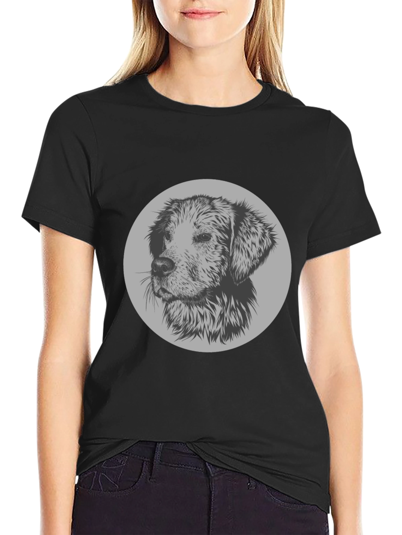 Dog Graphic Print Crew Neck T-Shirt