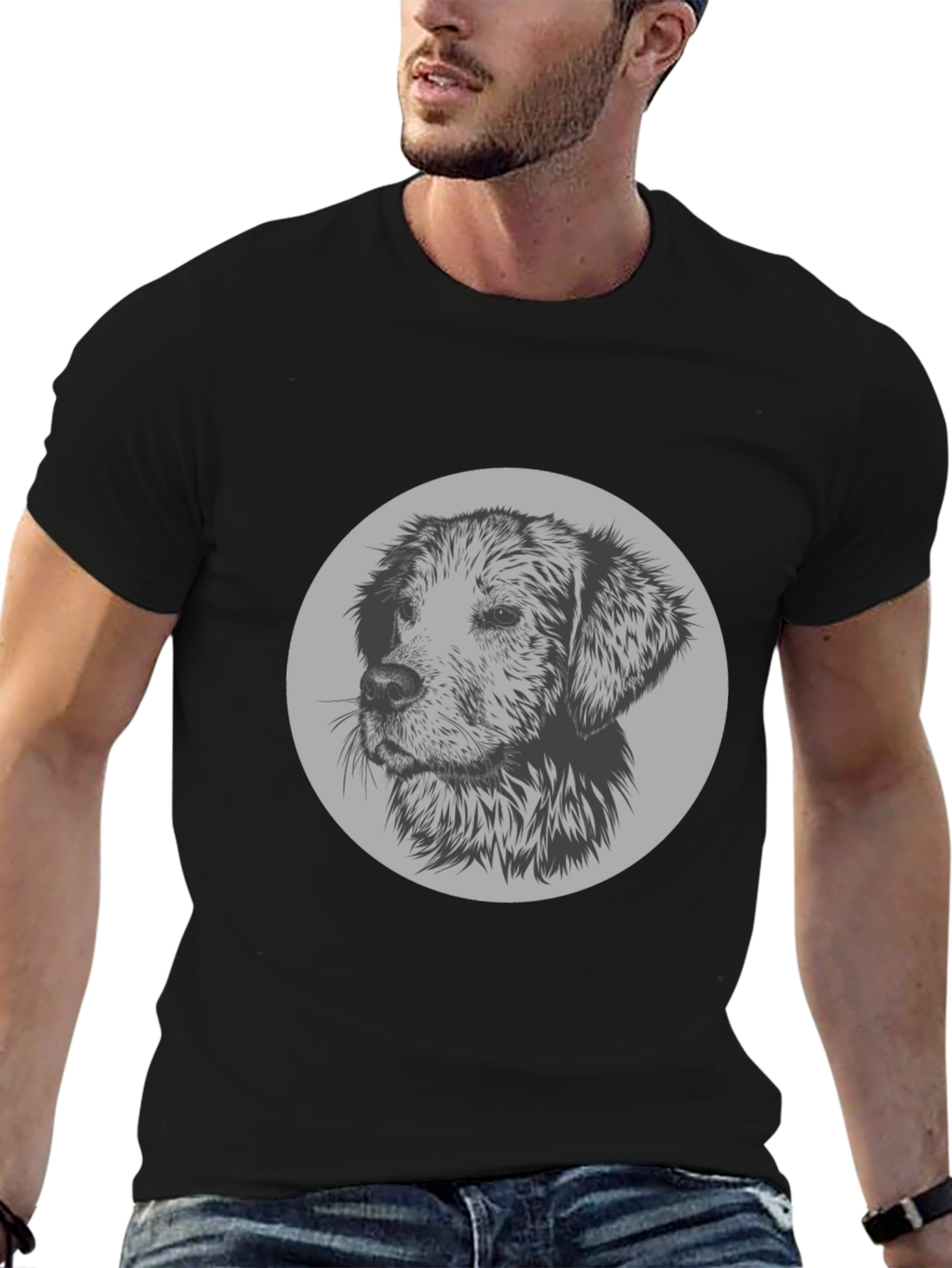 Dog Graphic Print Crew Neck T-Shirt