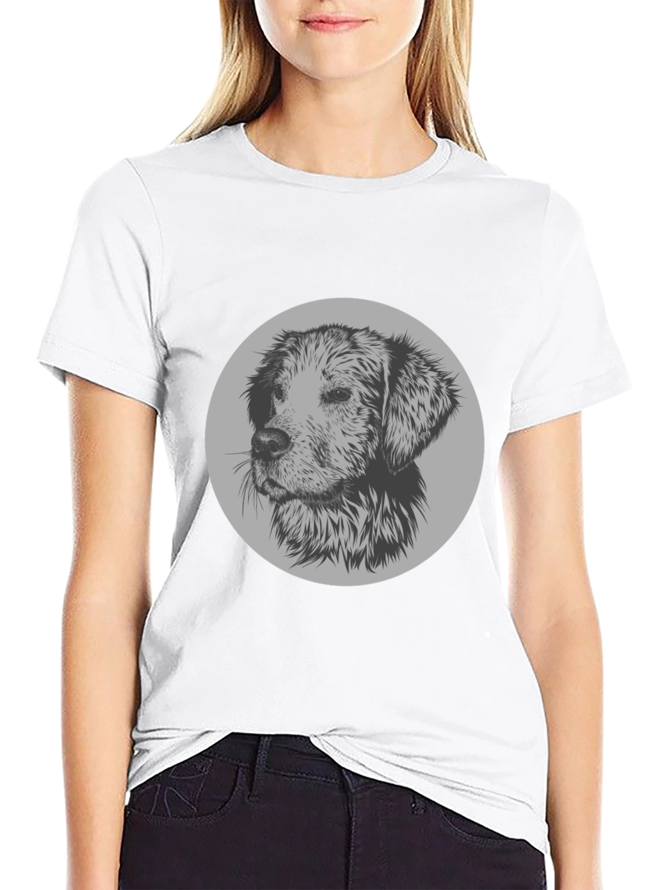 Dog Graphic Print Crew Neck T-Shirt