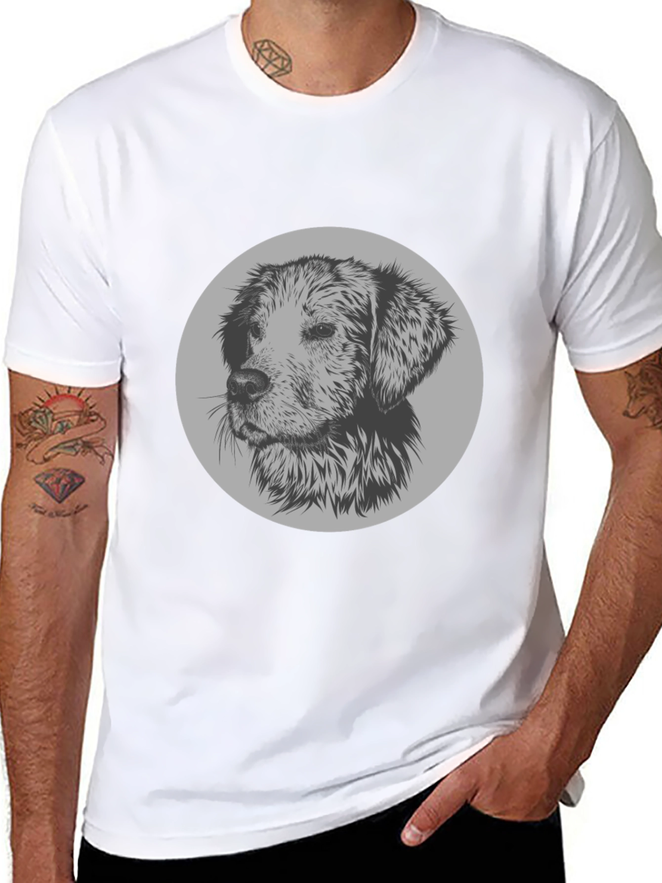Dog Graphic Print Crew Neck T-Shirt