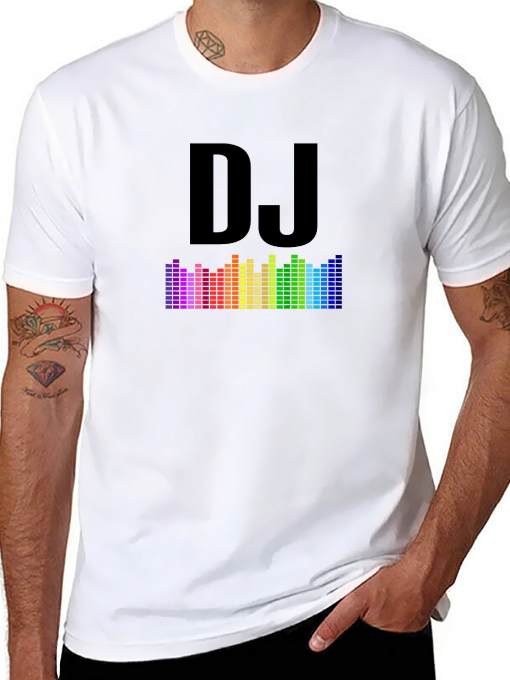 DJ Rainbow Equalizer Graphic Tee - Black Cotton Blend