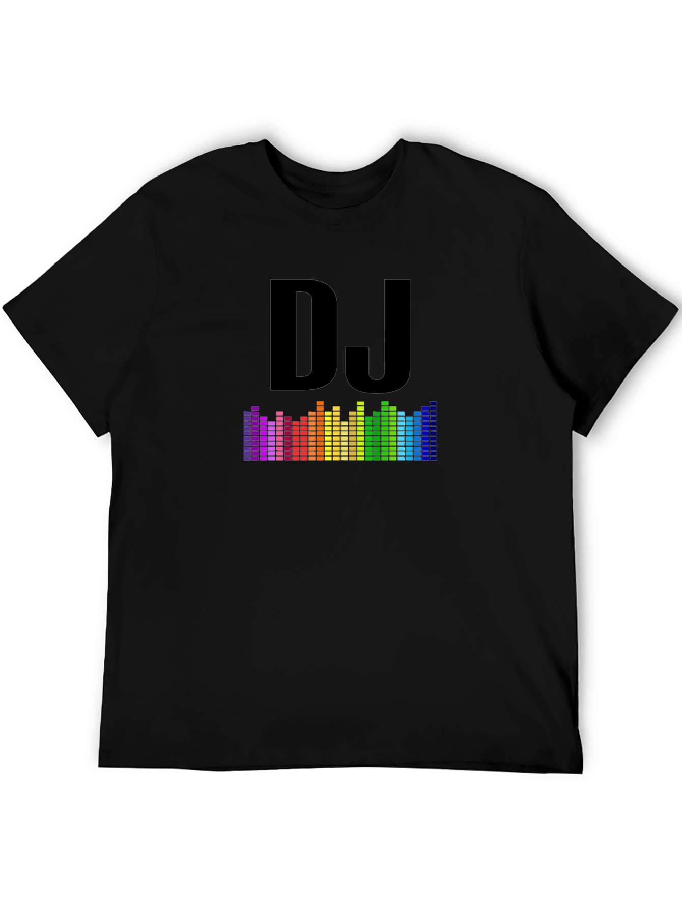 DJ Rainbow Equalizer Graphic Tee - Black Cotton Blend