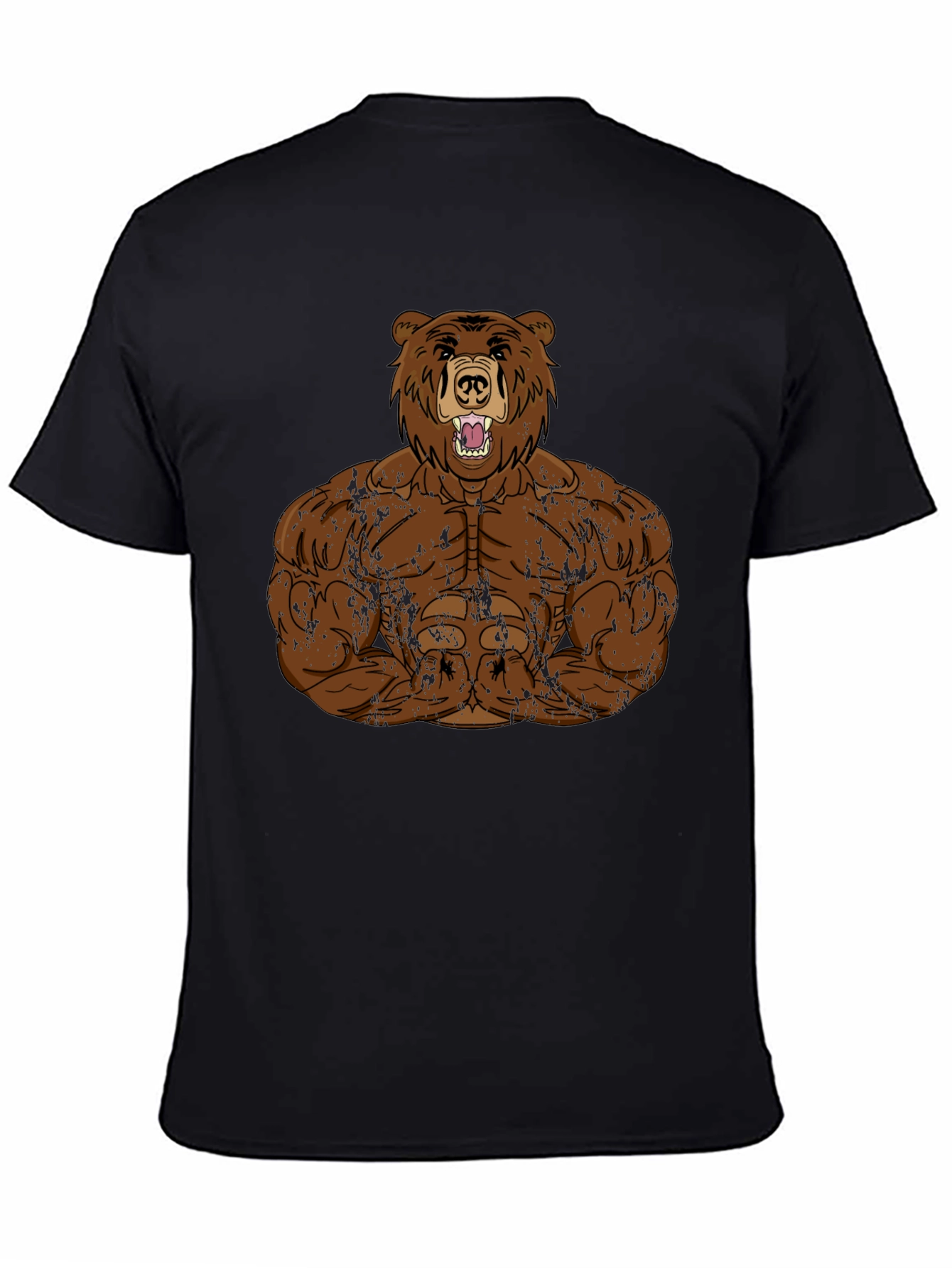 Muscle Bear Graphic Tee - Black Cotton Blend
