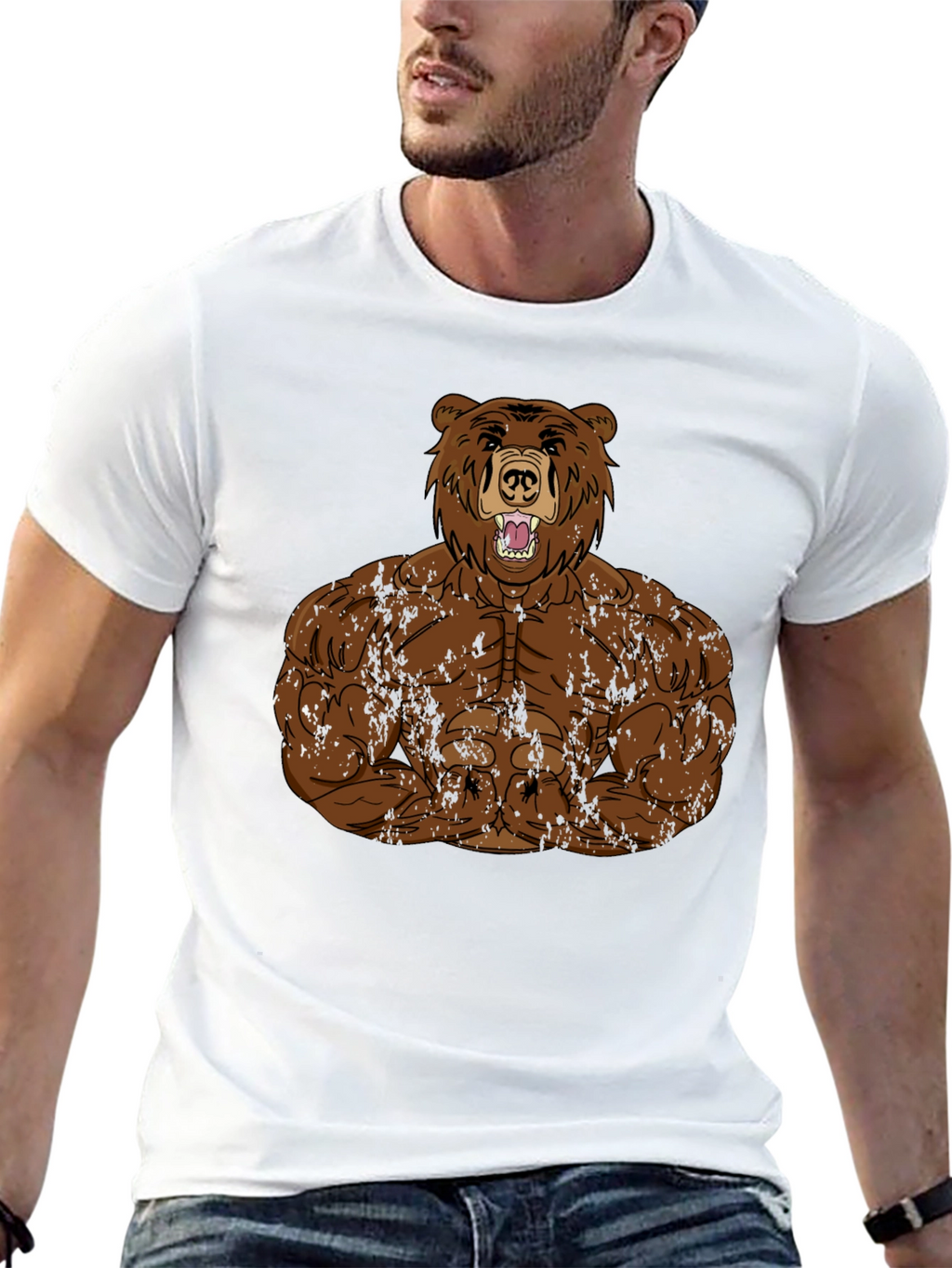 Muscle Bear Graphic Tee - Black Cotton Blend