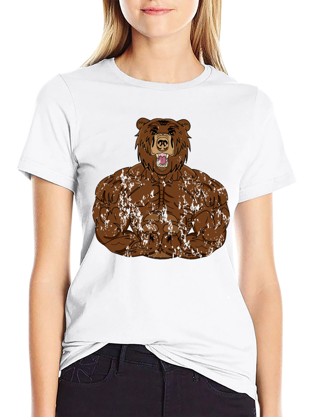 Muscle Bear Graphic Tee - Black Cotton Blend