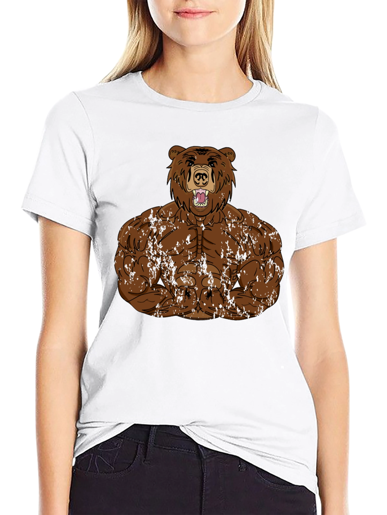 Muscle Bear Graphic Tee - Black Cotton Blend