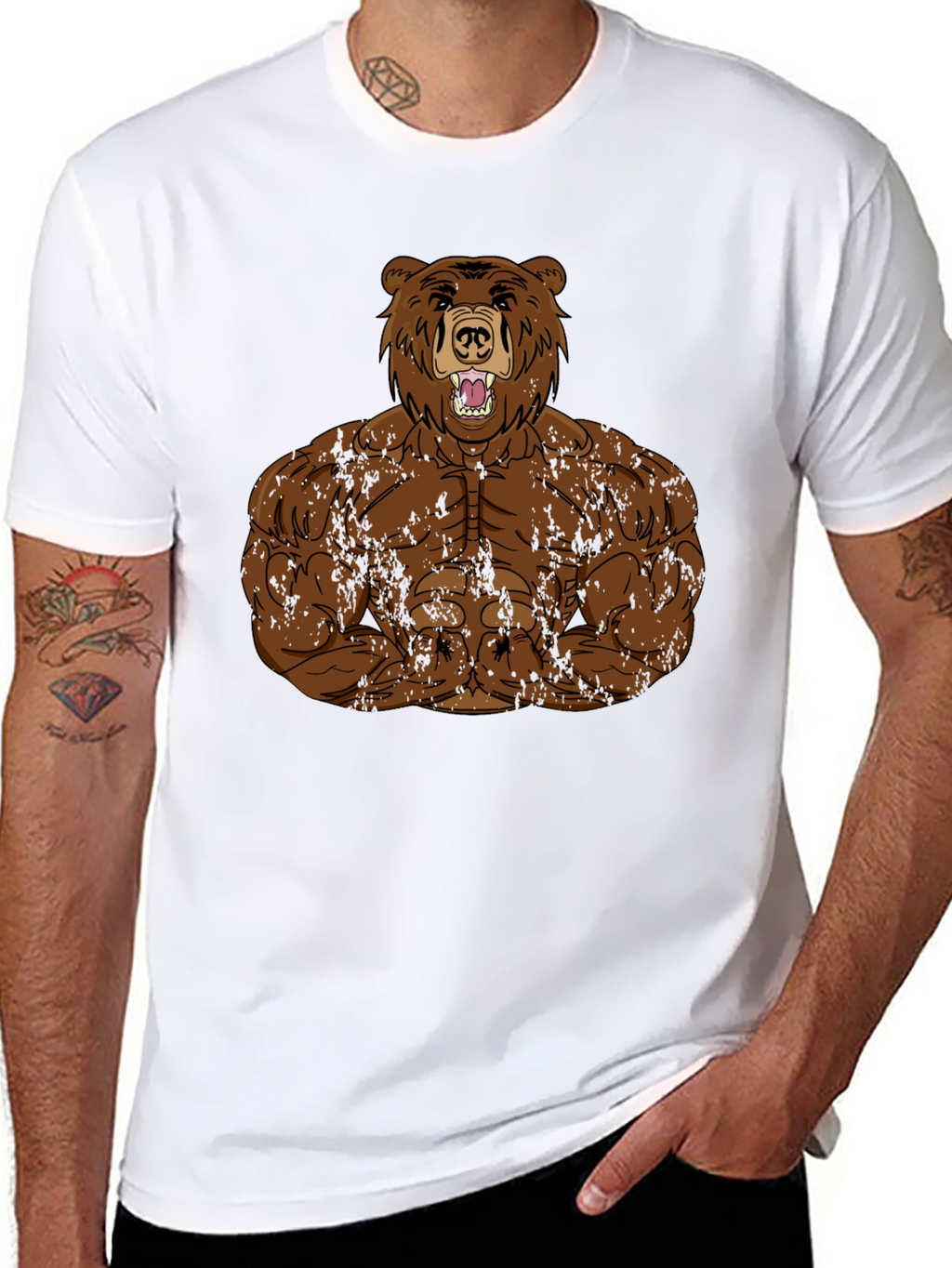 Muscle Bear Graphic Tee - Black Cotton Blend