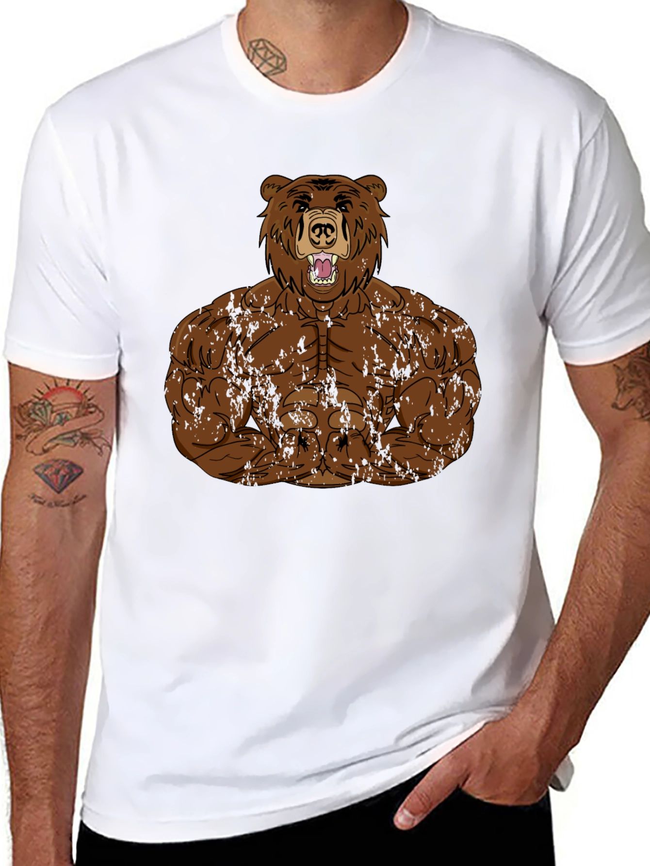 Muscle Bear Graphic Tee - Black Cotton Blend