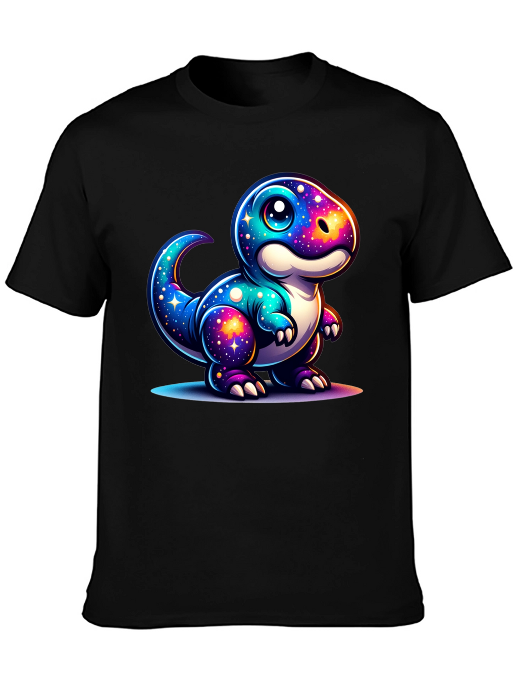 Galaxy Dinosaur Graphic Tee - Trendy Black T-Shirt