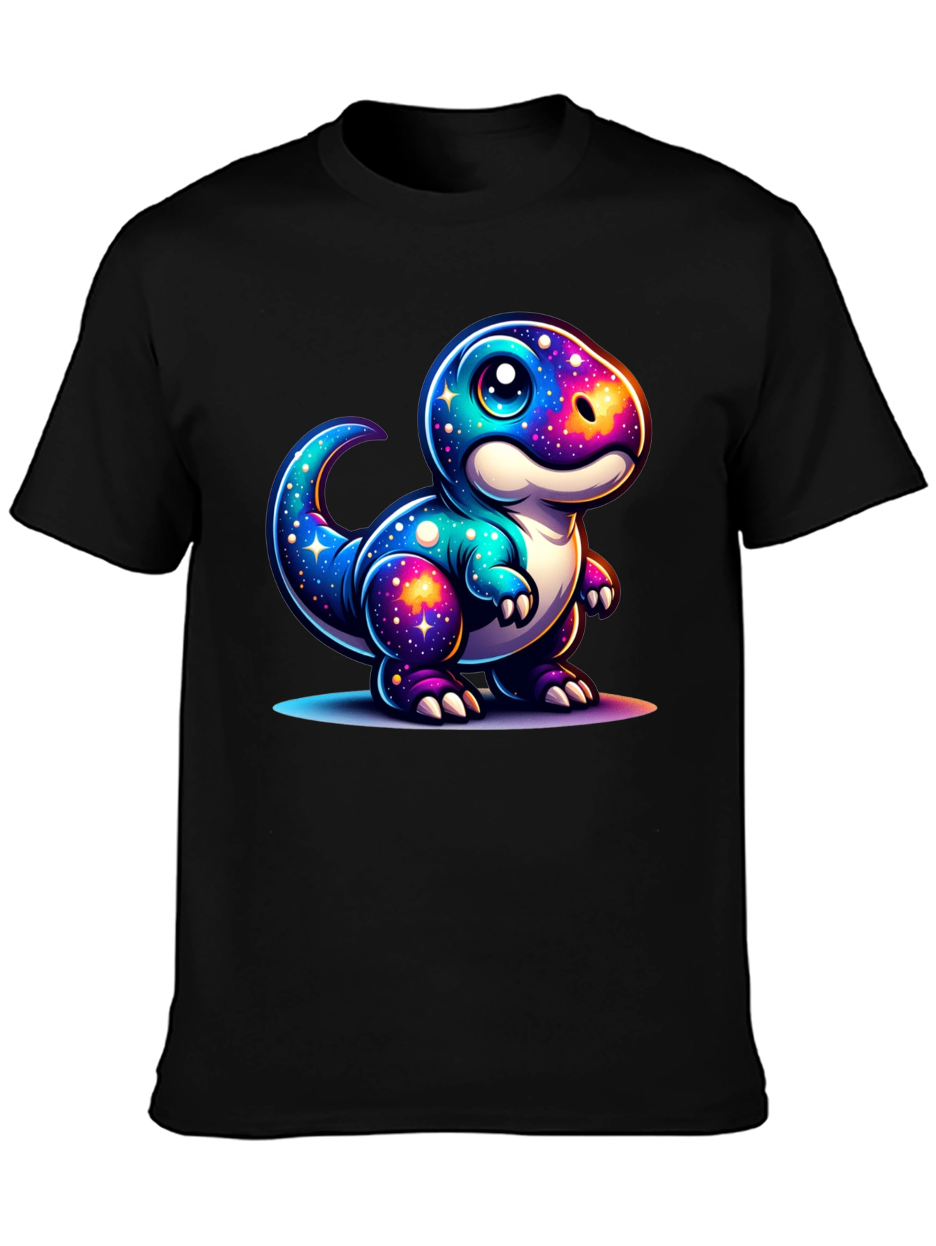 Galaxy Dinosaur Graphic Tee - Trendy Black T-Shirt