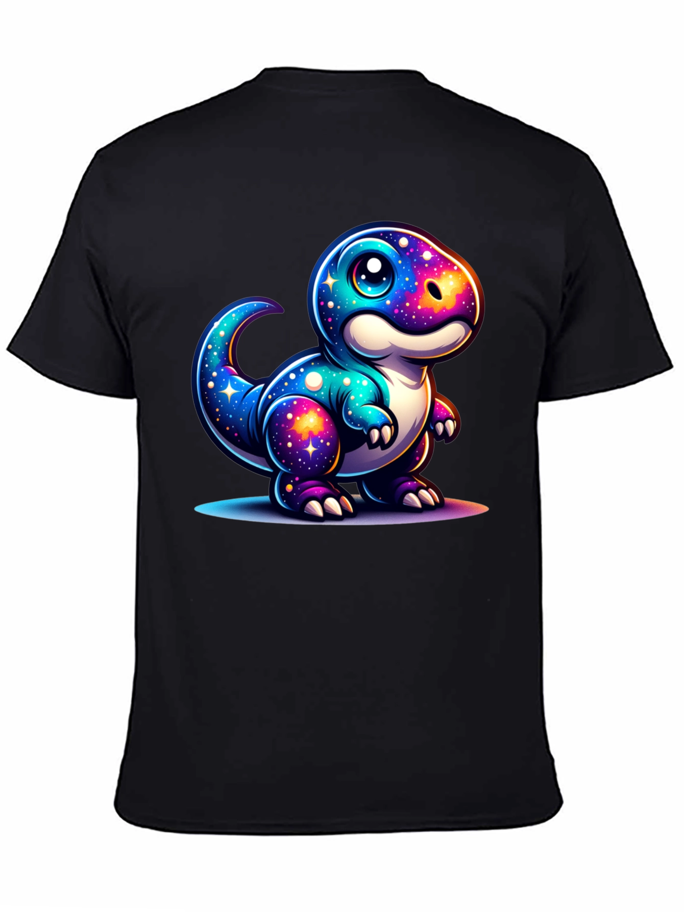 Galaxy Dinosaur Graphic Tee - Trendy Black T-Shirt