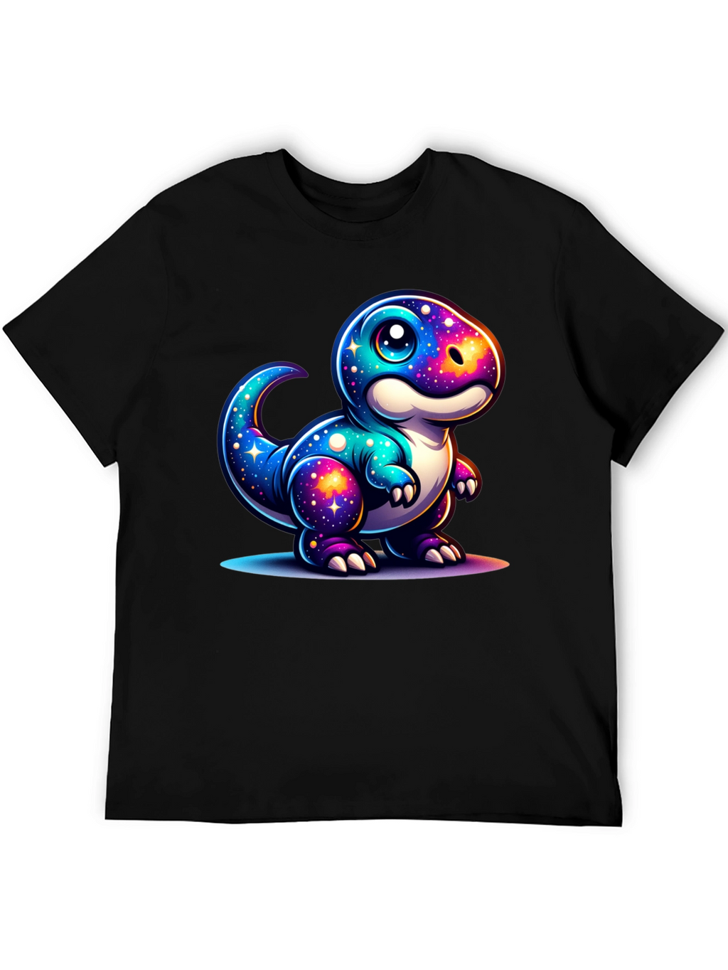 Galaxy Dinosaur Graphic Tee - Trendy Black T-Shirt
