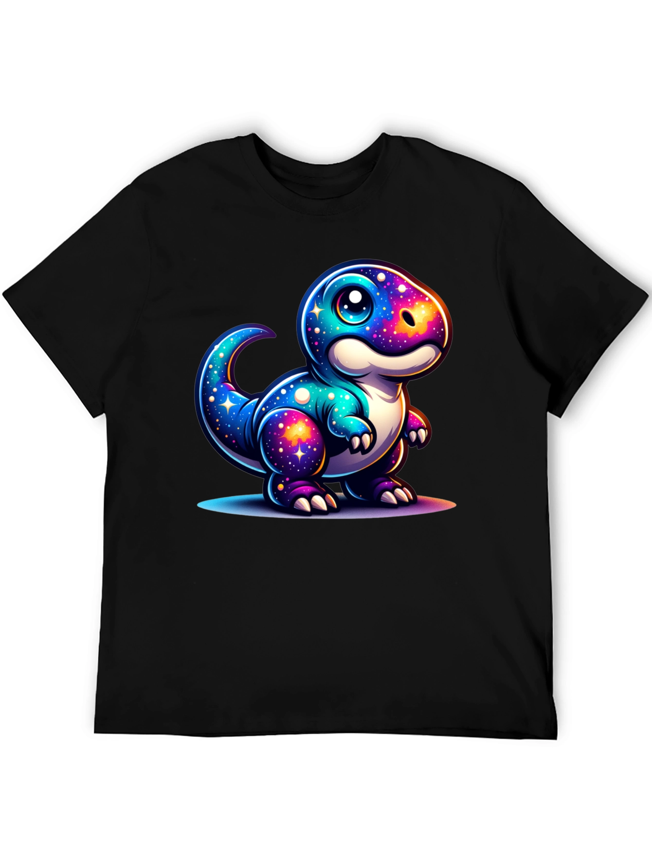 Galaxy Dinosaur Graphic Tee - Trendy Black T-Shirt