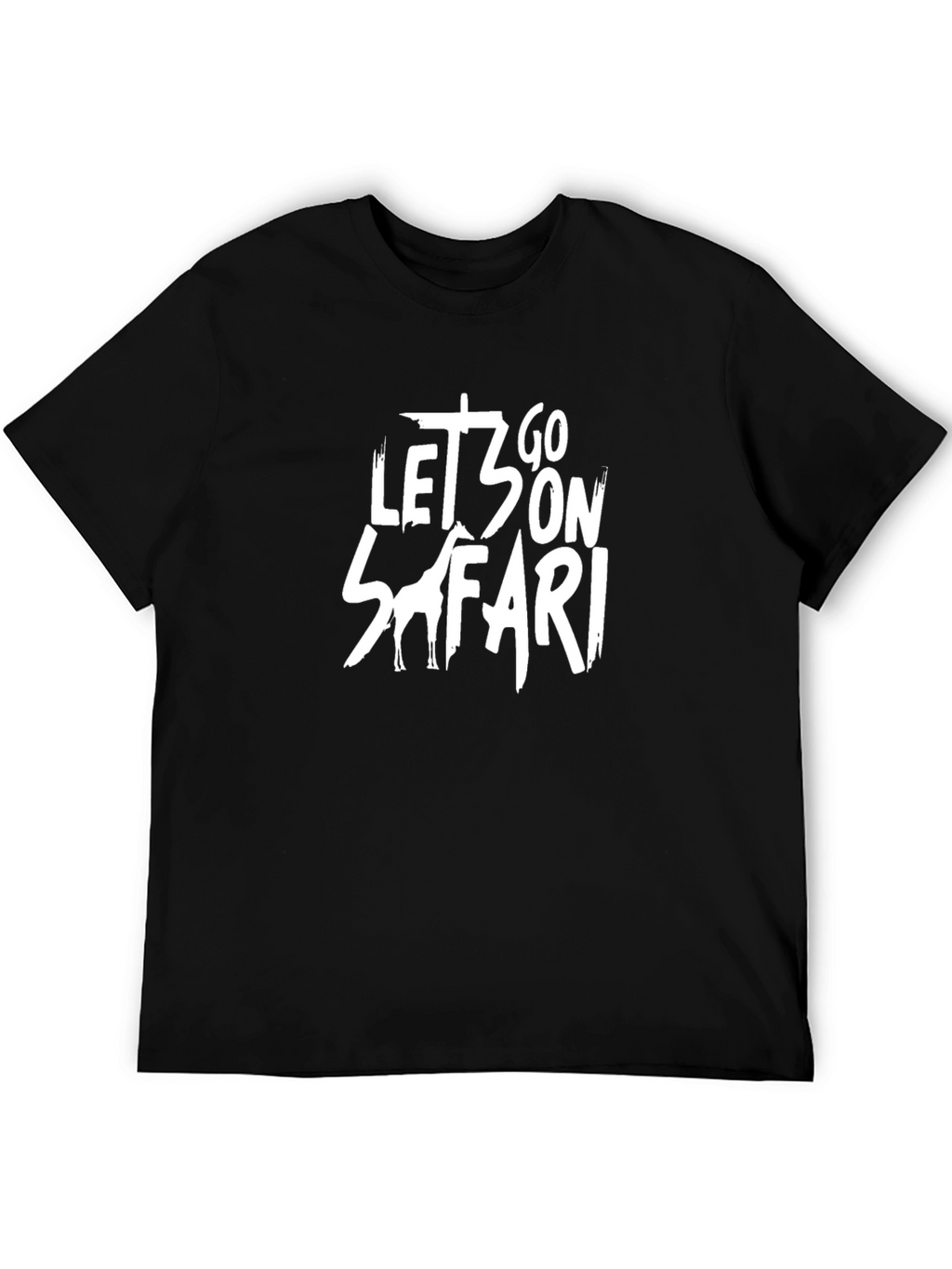 Lets Go on Safari Mens Black Graphic Tee