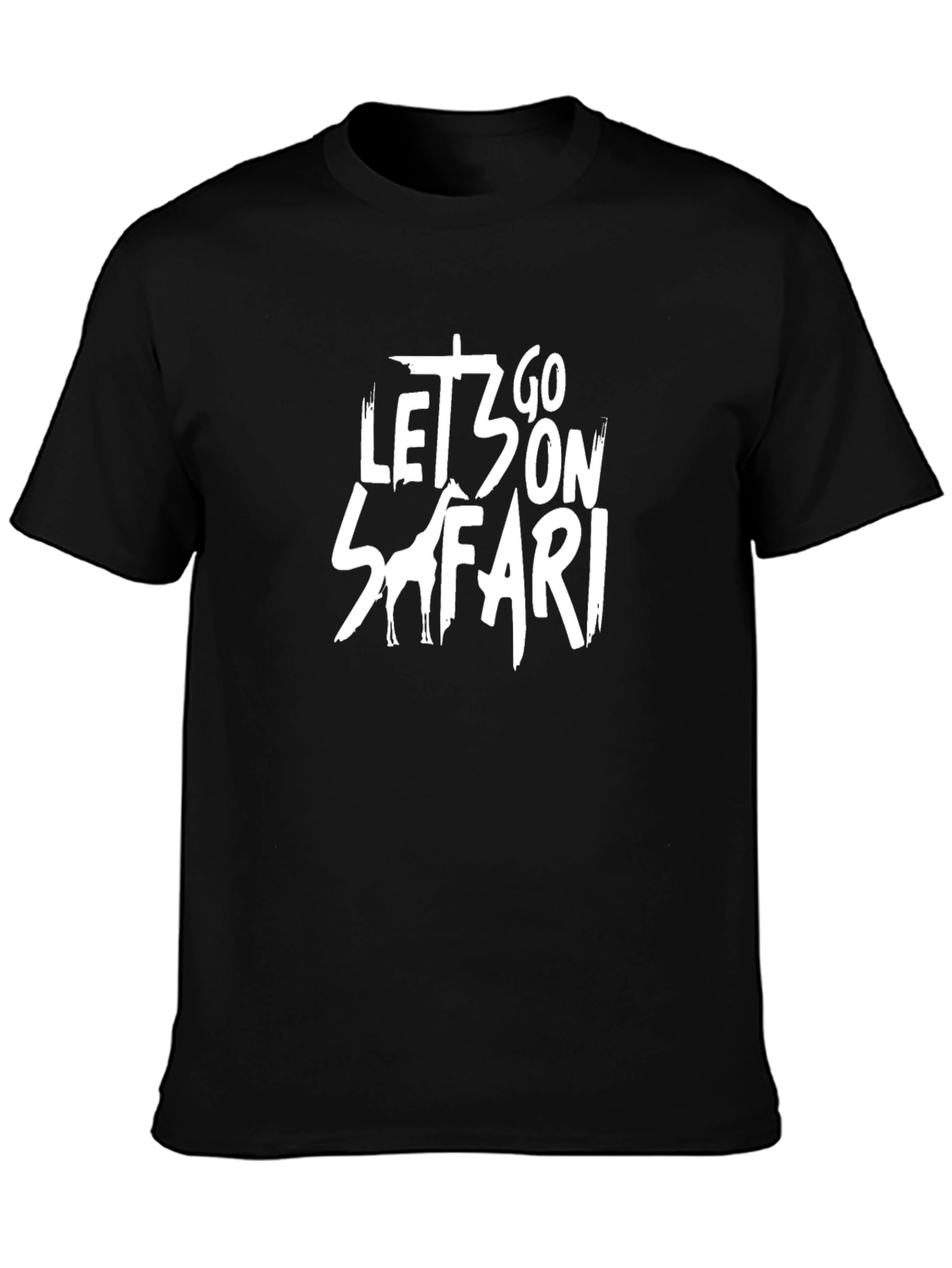 Lets Go on Safari Mens Black Graphic Tee
