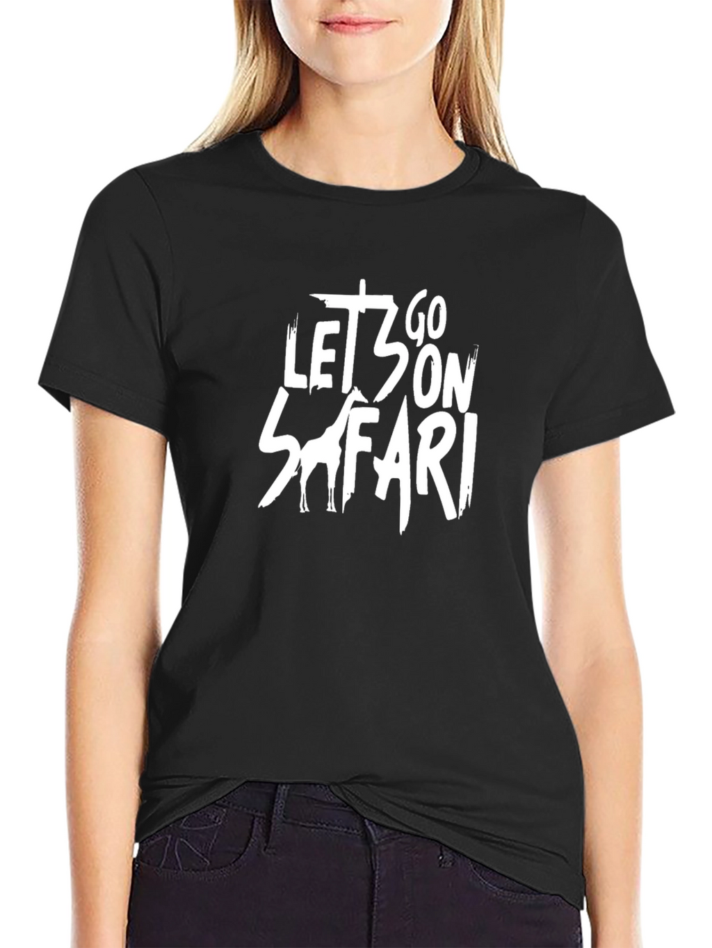 Lets Go on Safari Mens Black Graphic Tee