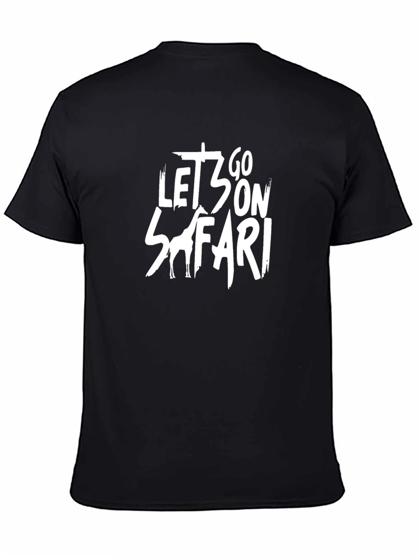 Lets Go on Safari Mens Black Graphic Tee