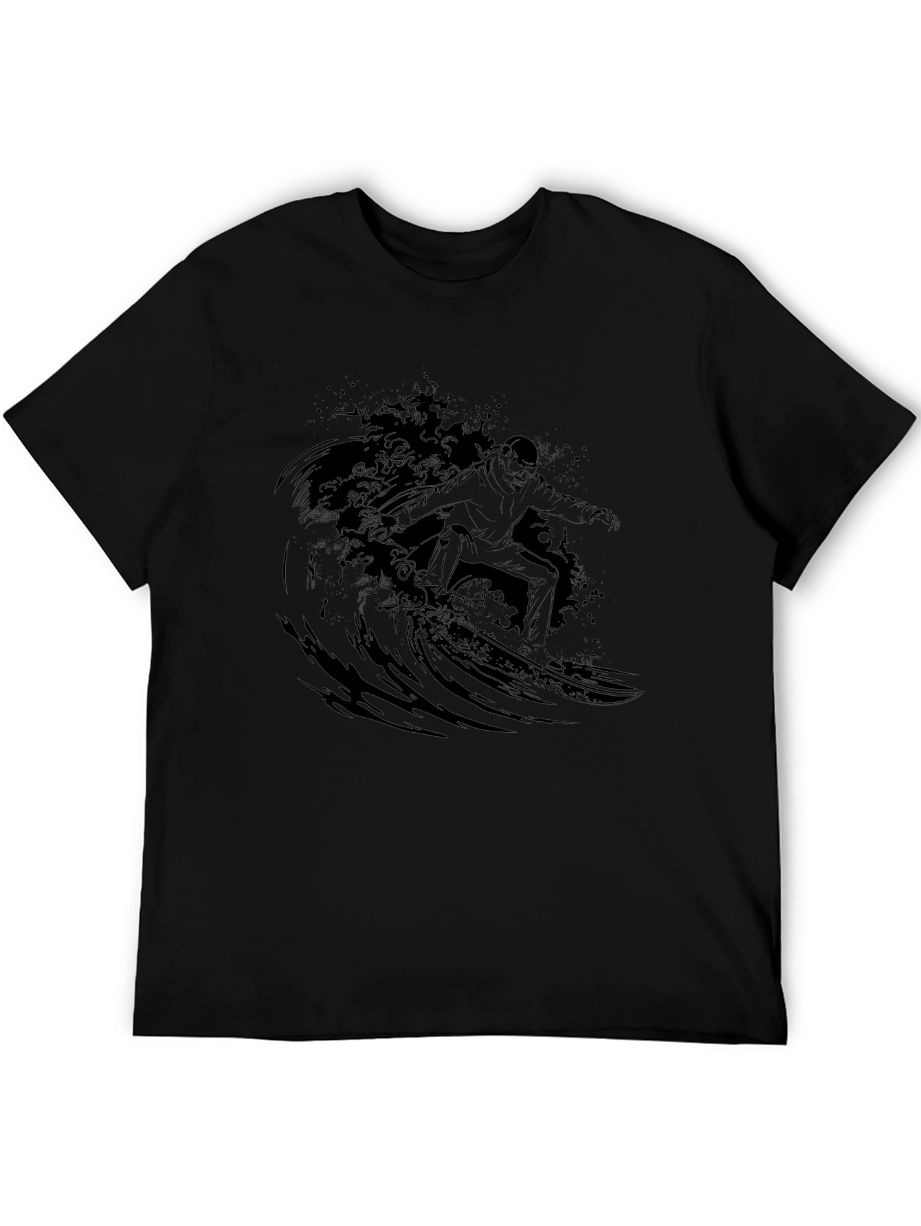 Surfer Wave Graphic Black T-Shirt