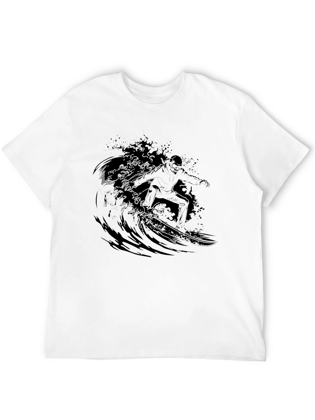 Surfer Wave Graphic Black T-Shirt