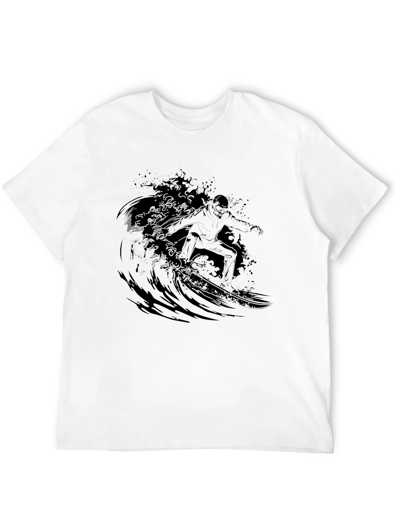 Surfer Wave Graphic Black T-Shirt