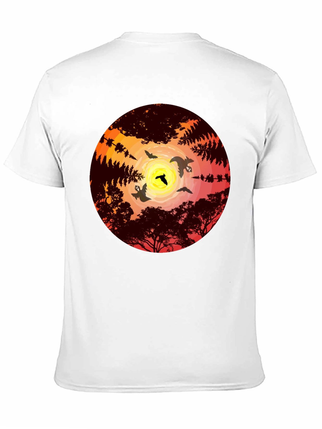 Sunset Bats Graphic Tee - Mens Black T-Shirt