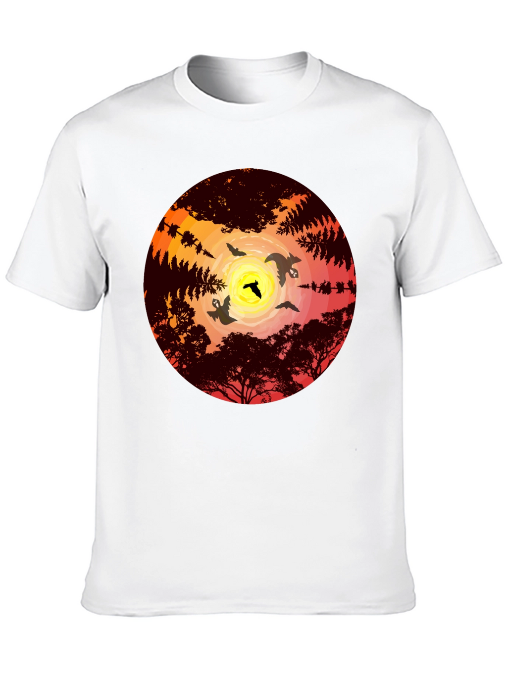 Sunset Bats Graphic Tee - Mens Black T-Shirt