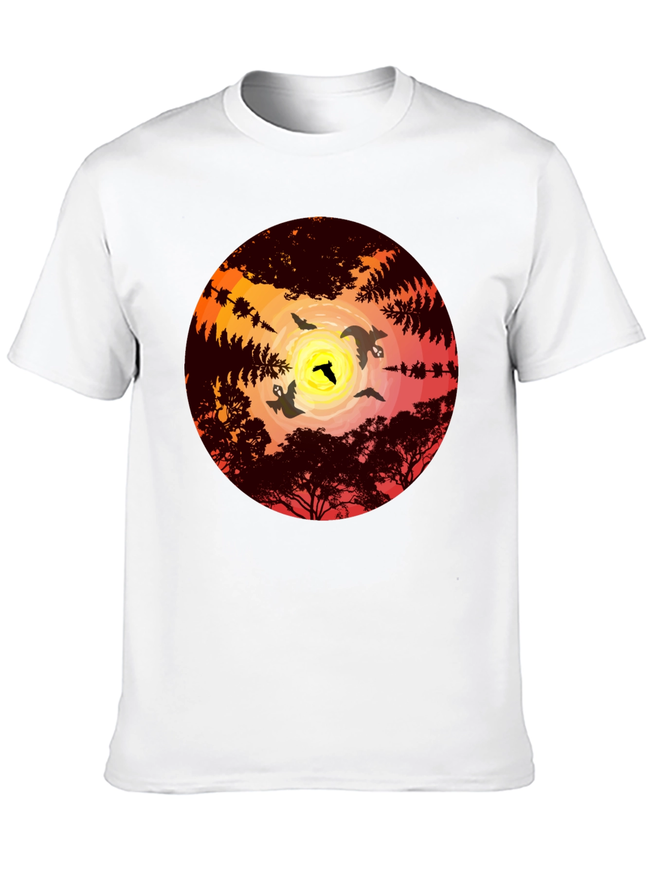 Sunset Bats Graphic Tee - Mens Black T-Shirt