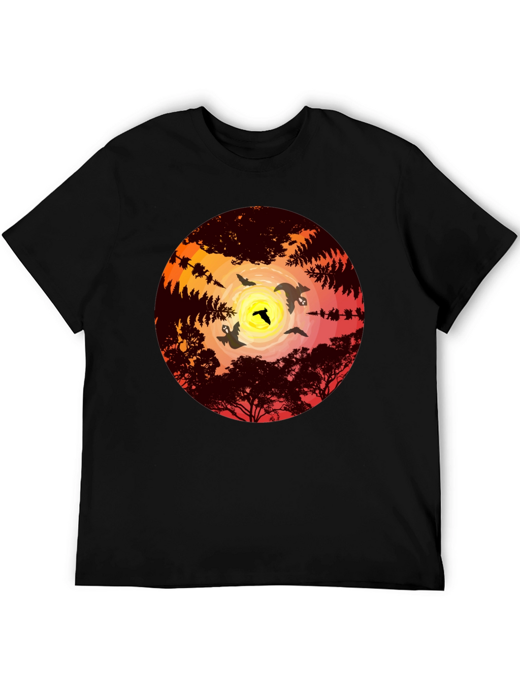 Sunset Bats Graphic Tee - Mens Black T-Shirt