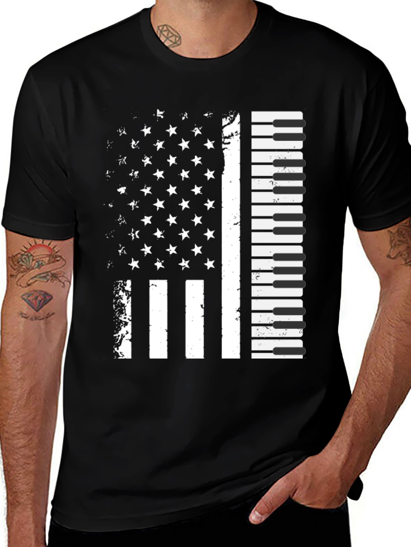 Piano Flag Graphic T-Shirt