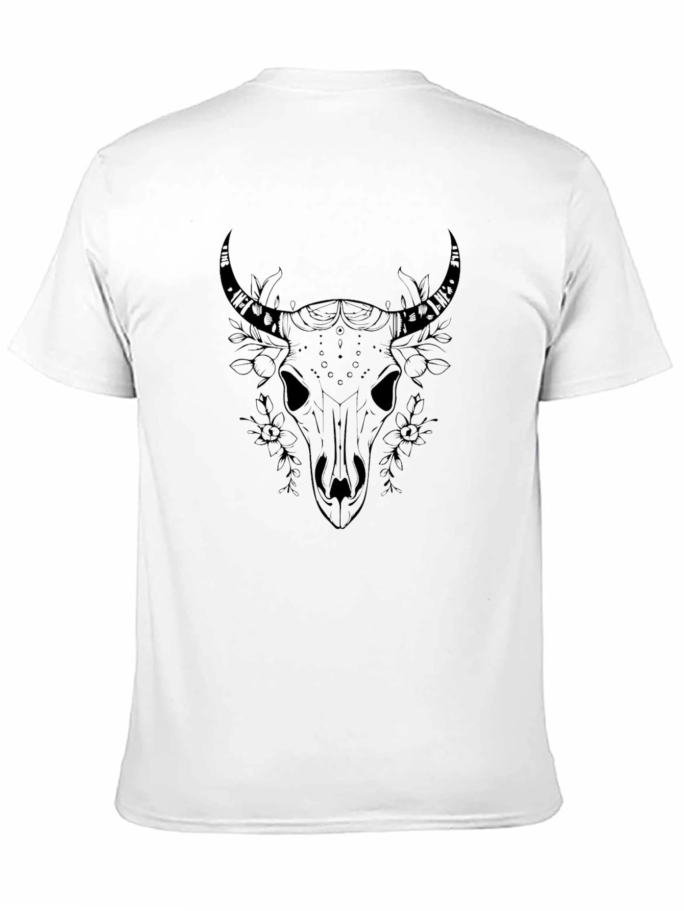 Skull & Floral Graphic Black T-Shirt
