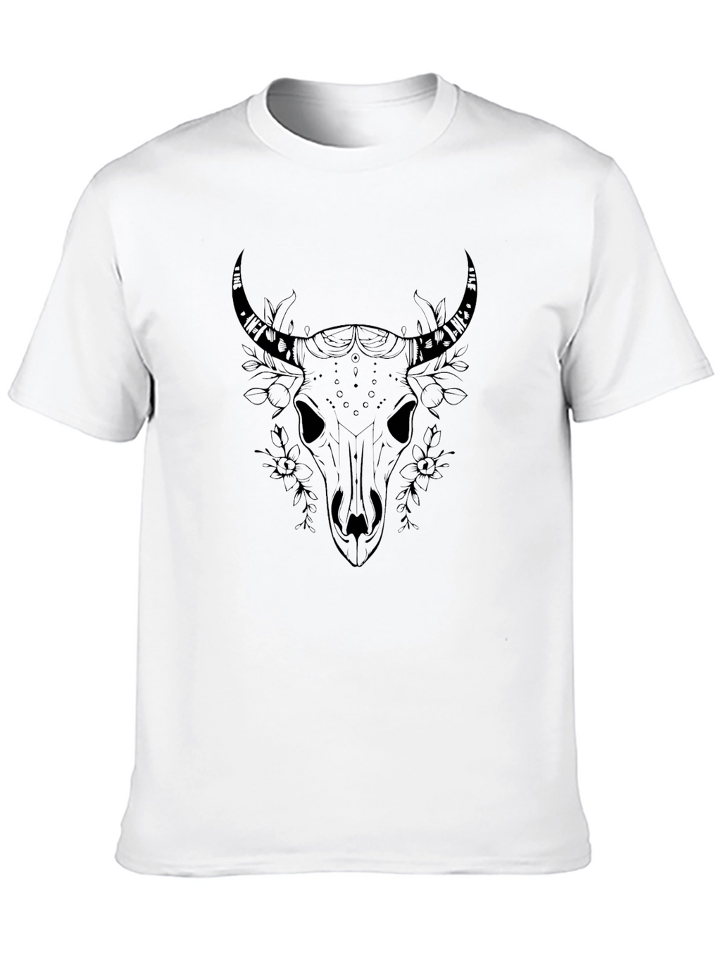 Skull & Floral Graphic Black T-Shirt