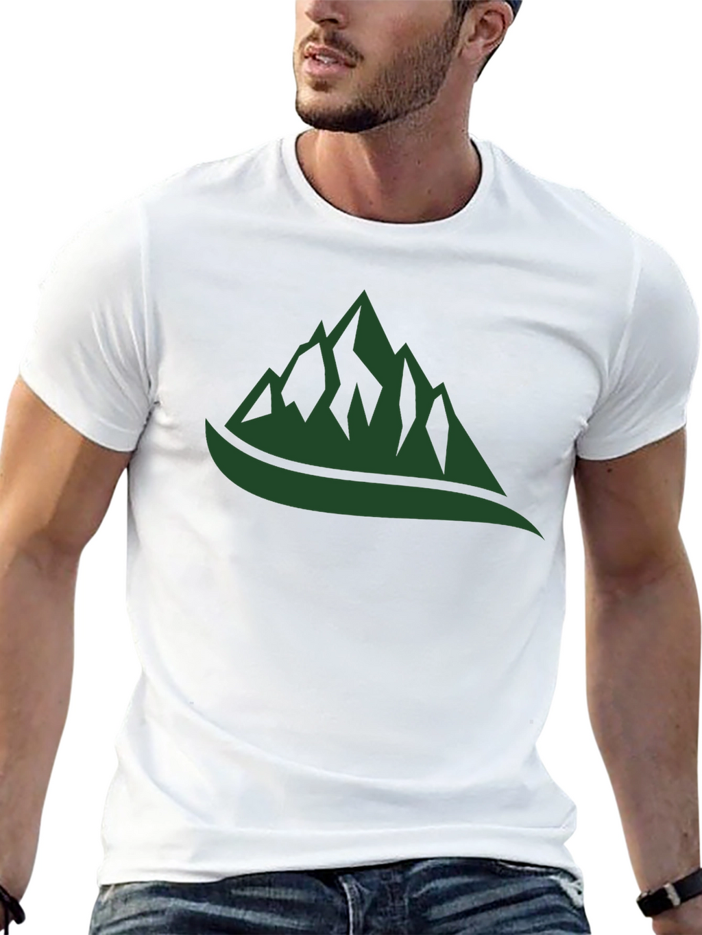 Mountain Graphic Tee - Black Cotton Casual Shirt