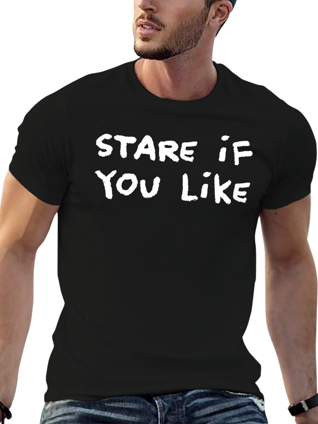 Stare If You Like Black Graphic Tee