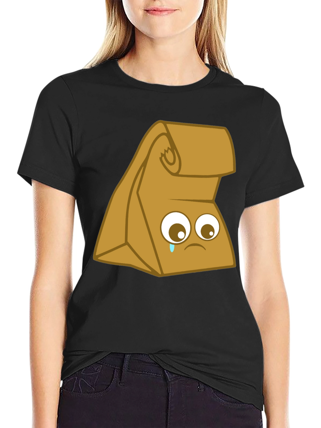 Sad Lunch Bag Graphic T-Shirt - Black Cotton Tee