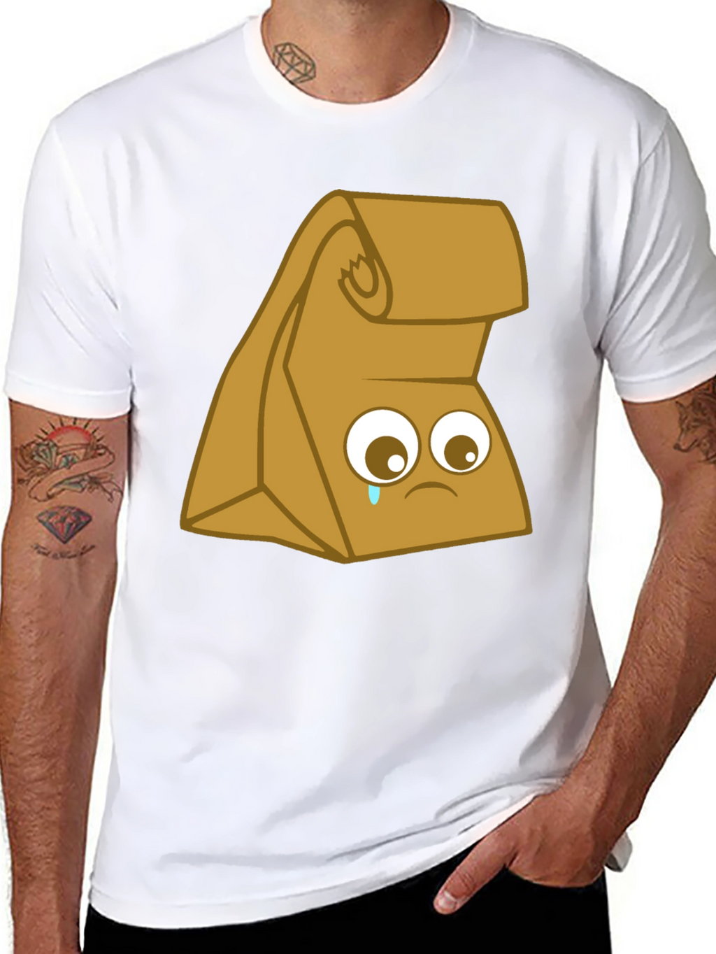 Sad Lunch Bag Graphic T-Shirt - Black Cotton Tee