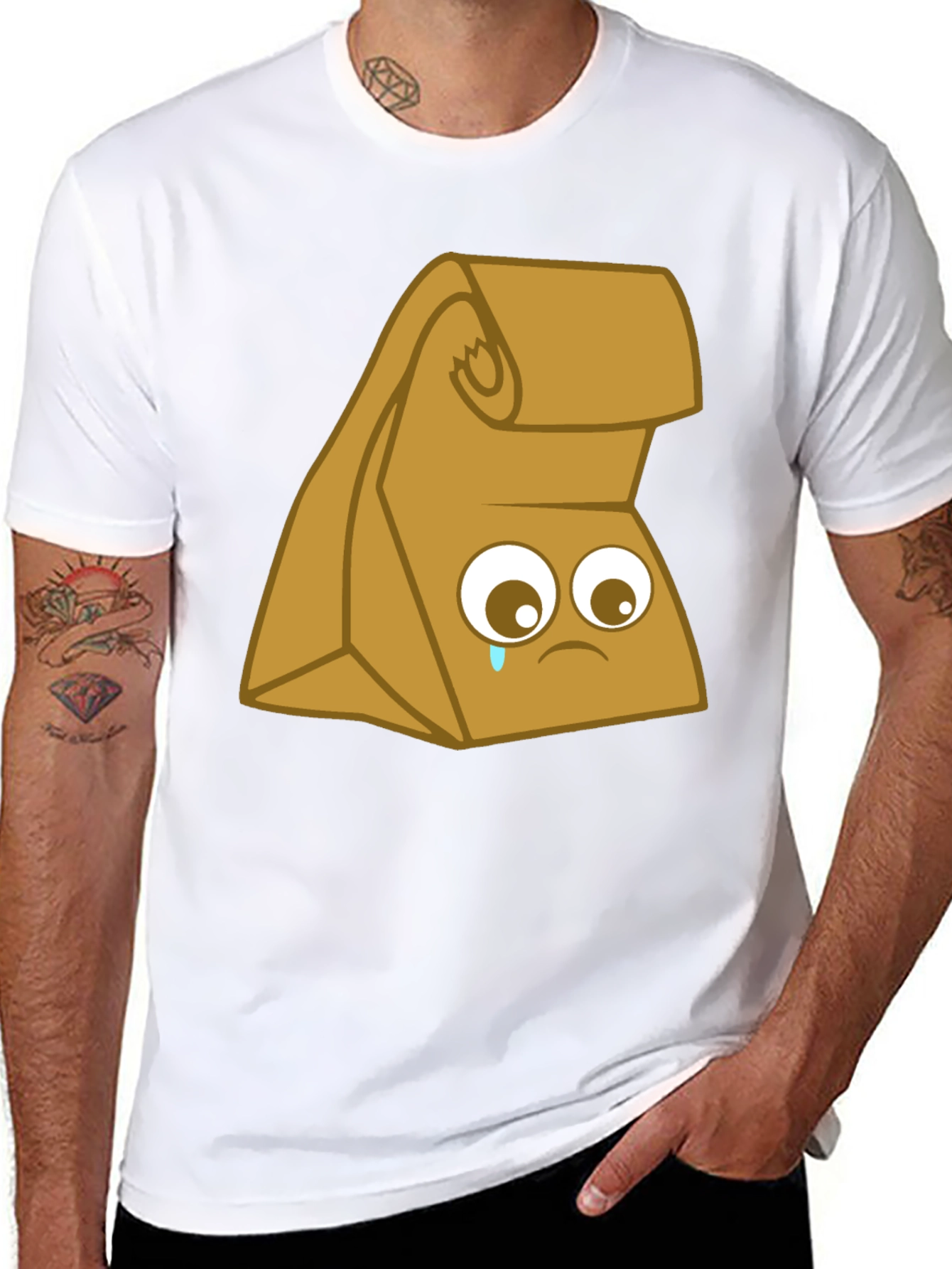 Sad Lunch Bag Graphic T-Shirt - Black Cotton Tee