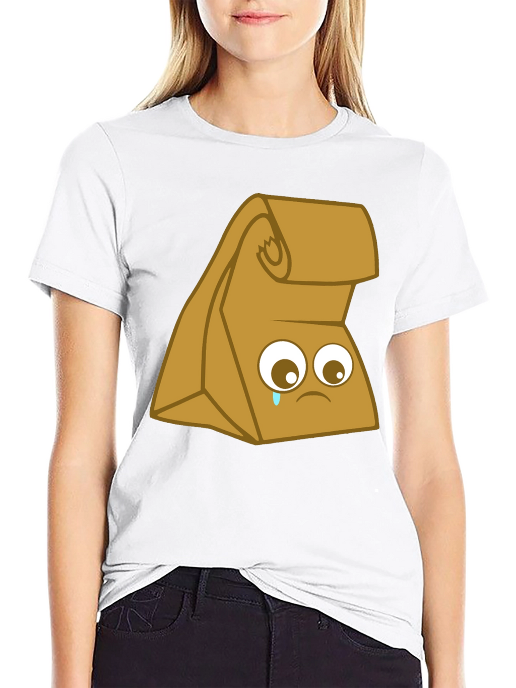 Sad Lunch Bag Graphic T-Shirt - Black Cotton Tee