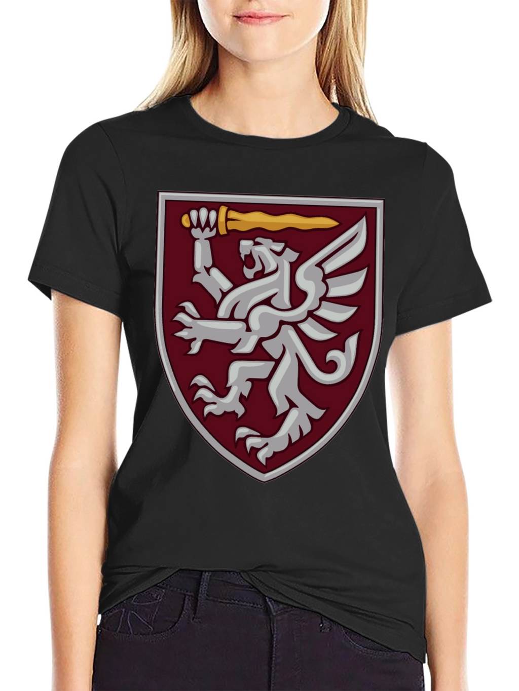 Heraldic Griffin Shield Graphic Tee