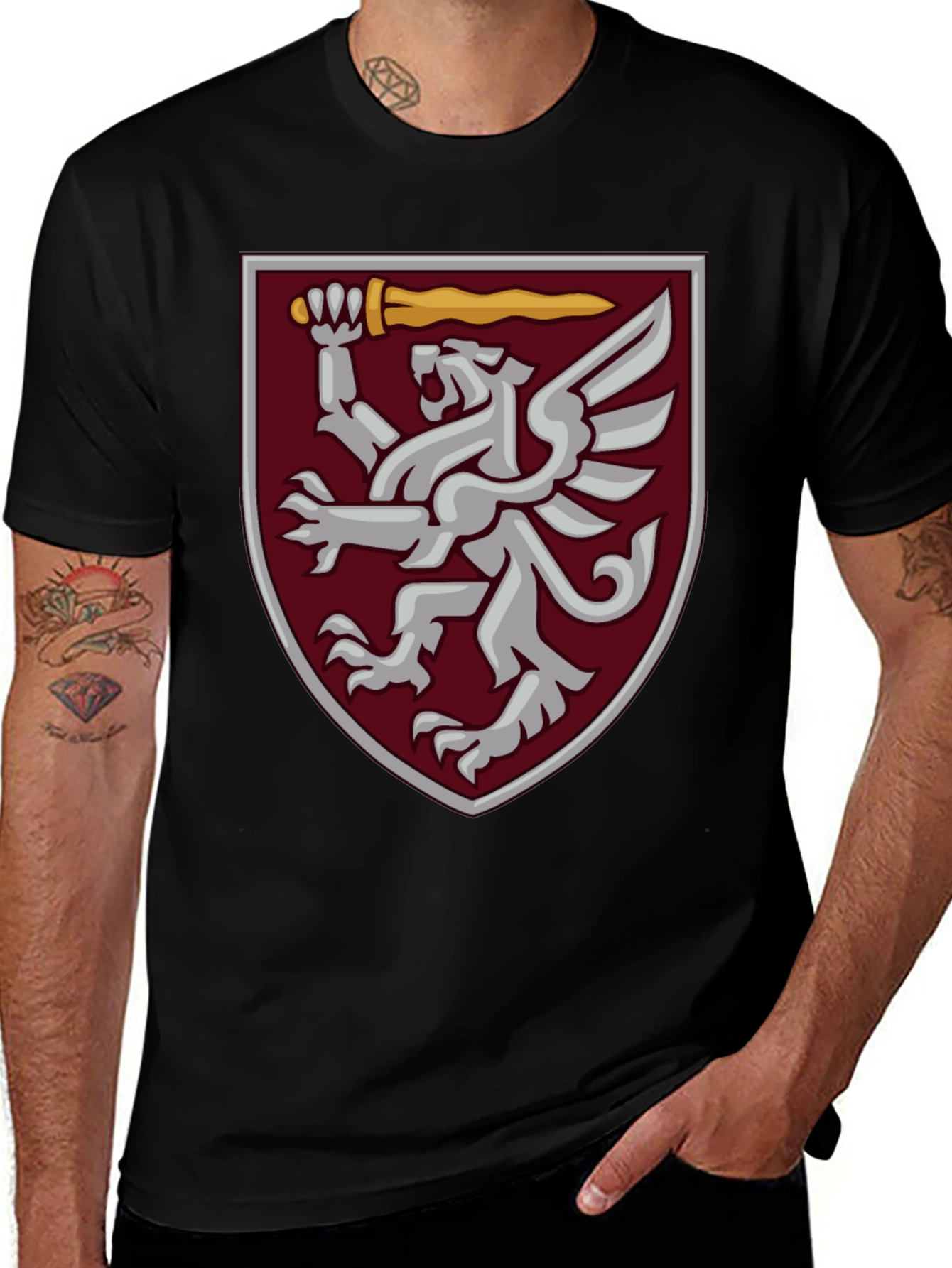 Heraldic Griffin Shield Graphic Tee