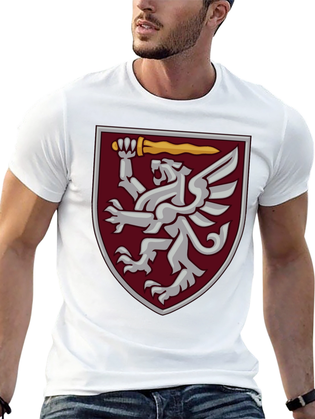 Heraldic Griffin Shield Graphic Tee