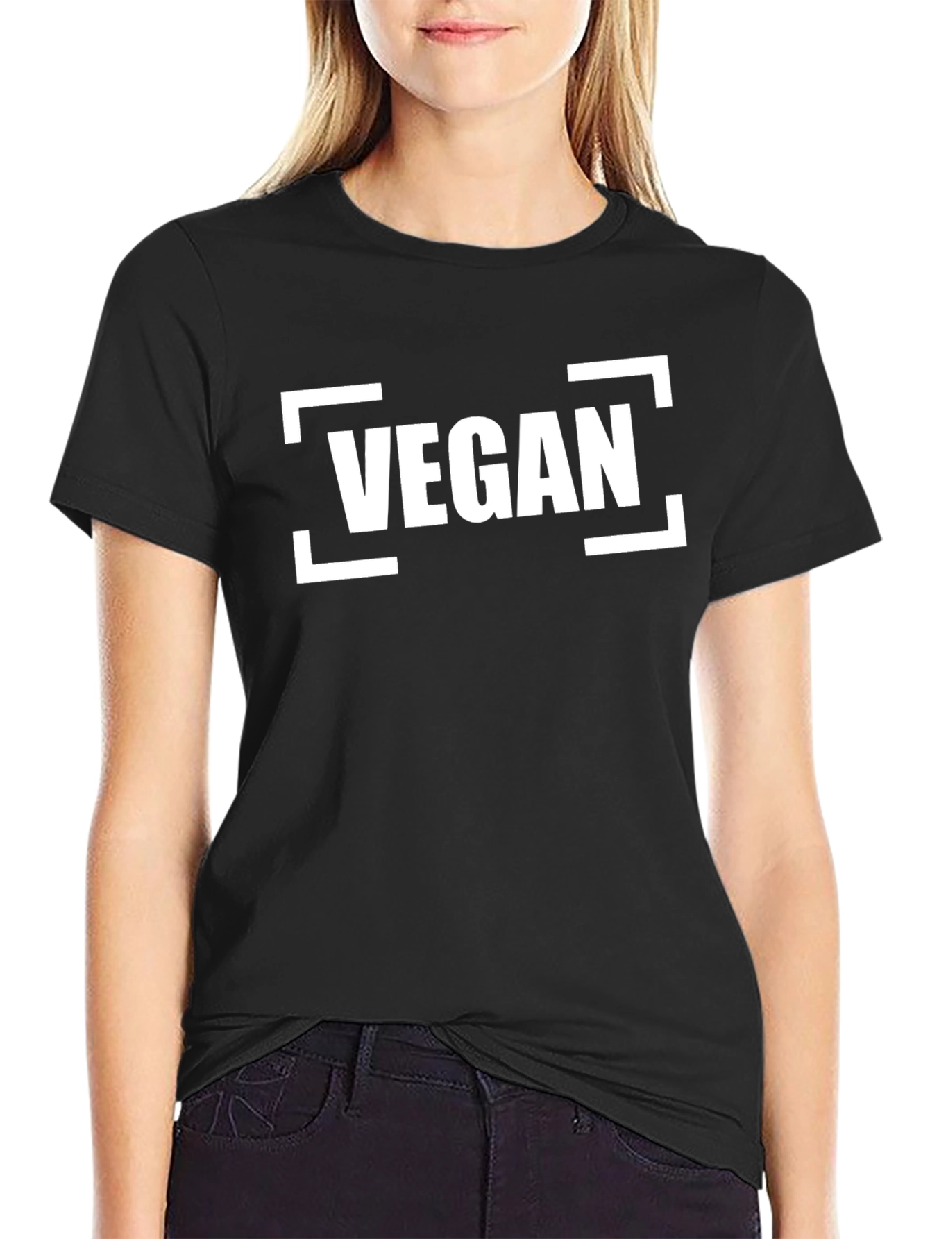 Vegan Statement T-Shirt - Black Crew Neck